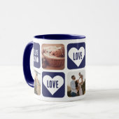 Blue Brush Script Photo Collage World's Best Dad Tasse (Vorderseite Links)