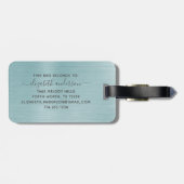 Blue Brushed Metal Monogram Name Script Gepäckanhänger (Rückseite horizontal)