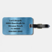 Blue Brushed Metallic Custom Travel Luggage Tag Gepäckanhänger (Rückseite horizontal)