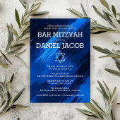 Blue Brushstrokes Star Custom BAR BAT MITZVAH Einladung