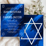 Blue Brushstrokes Stars Custom BAR BAT MITZVAH Einladung<br><div class="desc">Passen Sie diese moderne Bar oder Bat MItzvah-Einladung an. Klicken Sie auf "Personalisieren", um den Text zu bearbeiten. Sie können die Schriftart, das Layout und die Farbeinstellungen weiter anpassen. Alles ist anpassbar. Erhältlich als Karten, Postkarten und digitale Downloads. Bitte senden Sie eine Nachricht, wenn Sie Fragen haben oder etwas angepasst...</div>