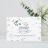 Blue Bubble Bath Animal Baby Shower Dankeskarte (Stehend Vorderseite)