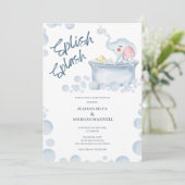 Blue Bubble Bath Animal Baby Shower Einladung (Stehend Vorderseite)