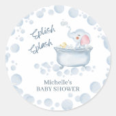 Blue Bubble Bath Animal Baby Shower Runder Aufkleber (Vorderseite)