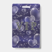 Blue Bubble Hearts Geburtstagsparty VIP Pass Abzei Ausweis (Rückseite)