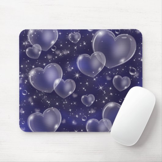 Blue Bubble Hearts Niedlich Girly 90er Jahre Style Mousepad (Mit Mouse)