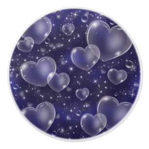 Blue Bubble Hearts Niedlich Girly Keramikknauf