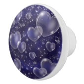 Blue Bubble Hearts Niedlich Girly Keramikknauf (Rechts)