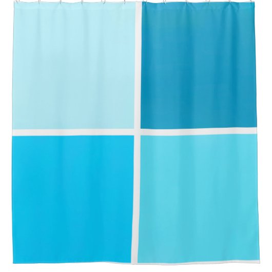 Blue Bubble Squares Duschvorhang (Vorderseite)