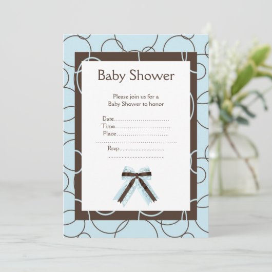 Blue Bubbles Baby Dusche Einladung (Stehend Vorderseite)