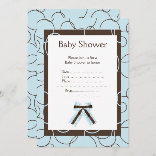 Blue Bubbles Baby Dusche Einladung (Vorne/Hinten)