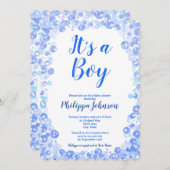 Blue Bubbles Baby Dusche Einladung (Vorne/Hinten)