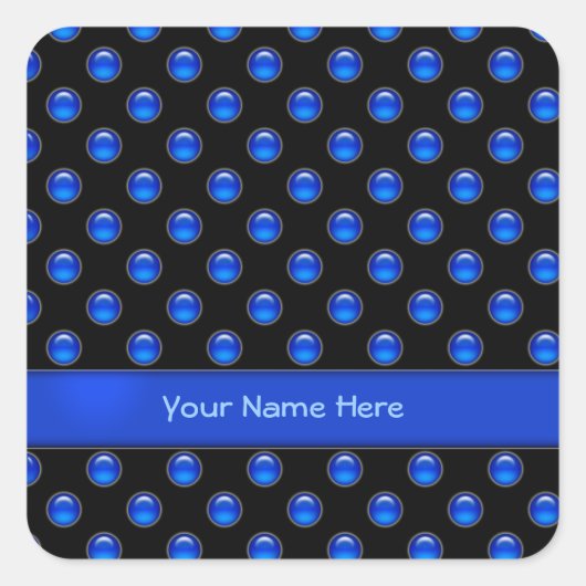 Blue Bubbles Black Quadratischer Aufkleber (Vorderseite)