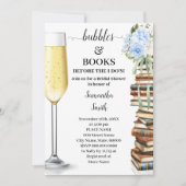 Blue Bubbles & Books Before I do Bridal Shower Einladung (Vorderseite)