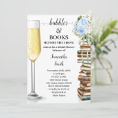 Blue Bubbles & Books Before I do Bridal Shower Einladung (Stehend Vorderseite)