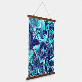Blue Bubbles Digital Fluid Art Hangband Wandteppich Mit Holzrahmen (Gewinkelt)