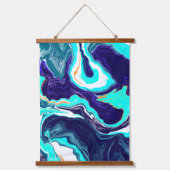 Blue Bubbles Digital Fluid Art Hangband Wandteppich Mit Holzrahmen (Vorderseite 2)