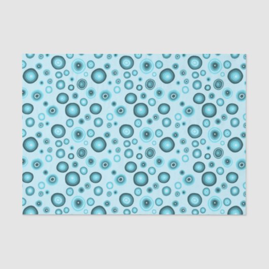 Blue Bubbles Modern Circles Pattern Geschenk Seidenpapier (Vorderseite)