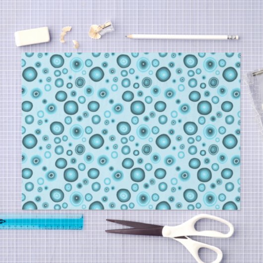 Blue Bubbles Modern Circles Pattern Geschenk Seidenpapier (Handwerk)