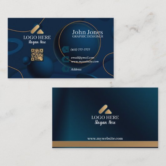 Blue Bubbles QR Code Business Cards 26 Pack mit 10 Visitenkarte (Vorne/Hinten)