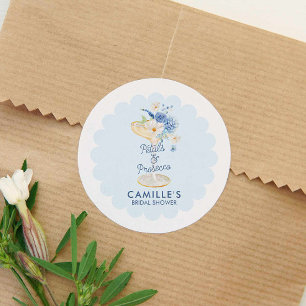 Blue Bubbly Brautparty Runder Aufkleber