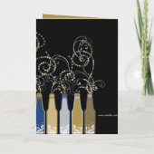 Blue Bubbly Flaschen Silvesterabend Einladung (Rückseite)