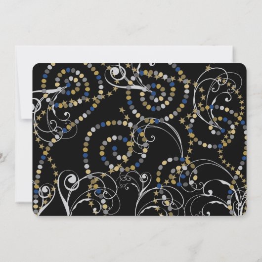 Blue Bubbly Flaschen Wirbel Silvester Party Einladung (Rückseite)