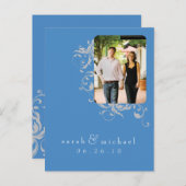 Blue Bucket Foto Save the Date 04 Ankündigungspostkarte (Vorne/Hinten)