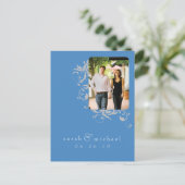 Blue Bucket Foto Save the Date 04 Ankündigungspostkarte (Stehend Vorderseite)