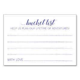 Blue Bucket List Ideen für Hochzeitsratgeber Karte