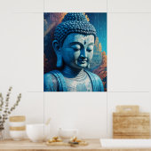 Blue Buddha Abstrakt Pixel Art Poster (Küche)