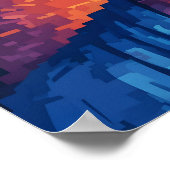 Blue Buddha Modernes Abstrakt Pixel Art Poster (Ecke)