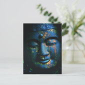 Blue Buddha Om Peace Postkarte (Stehend Vorderseite)