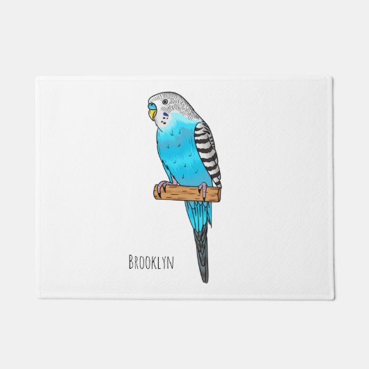 Blue budgerigar bird cartoon illustration fußmatte (Vorderseite)