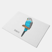 Blue budgerigar bird cartoon illustration fußmatte (Schrägansicht)