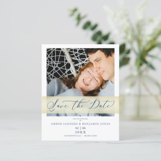 Blue Budget Handschrift Script Foto Couple (Stehend Vorderseite)