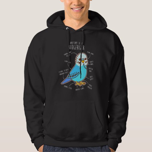 Blue Budgie Anatomy Classic Hoodie (Vorderseite)