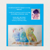 Blue Budgie Bird Budgerigar Budgies Greetings Card (Außenseite Aufgefaltet)