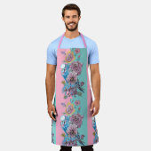 Blue Budgie Bird Rose Floral Pink Aqua Budgerigar Schürze (Getragen)