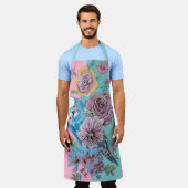 Blue Budgie Blume Rose Rosa Blumenküche Schürze (Getragen)