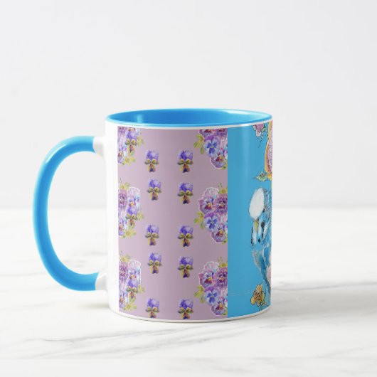 Blue Budgie Blumenstrauß Damen Tasse (Links)