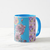 Blue Budgie Blumenstrauß Damen Tasse (VorderseiteRechts)