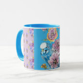 Blue Budgie Blumenstrauß Damen Tasse (Vorderseite Links)