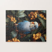 Blue Budgie Budgerigar Gelbe Blumen Puzzle (Horizontal)