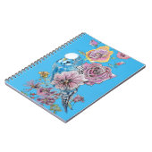 Blue Budgie Budgerigar Rose Wasserfarbene Kunst Notizblock (Linke Seite)