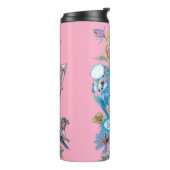 Blue Budgie Budgerigar Rose Wasserfarbene Kunst Thermosbecher (Nach links gedreht)