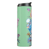 Blue Budgie Budgerigar Rose Wasserfarbene Kunst Thermosbecher (Nach links gedreht)