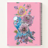 Blue Budgie Budgie Rose Blume Wasserfarbe Notizblock (Rückseite)