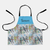 Blue Budgie Budgies Aquarellkunst Jungen Kinder Sc Schürze (Vorderseite)