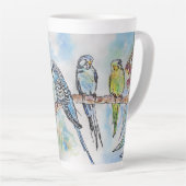 Blue Budgie Budgies Parrots Watercolor Womans Name Milchtasse (Rechte Ecke)